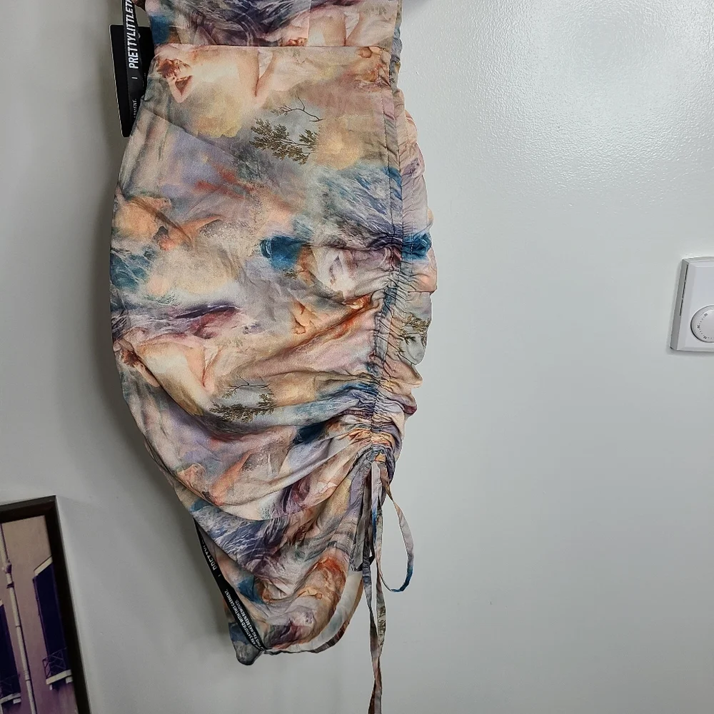 Multi Renaissance Print One Shoulders Ruched Dress - Picture 10 of 15